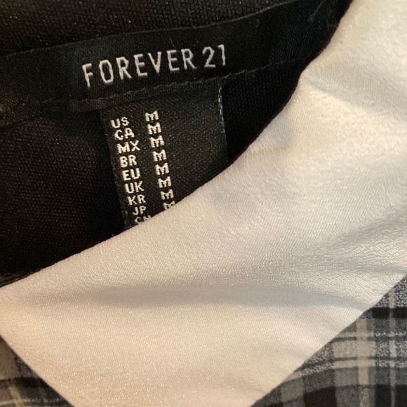 FOREVER21💫 Women’s Gray/Black Plaid White Collar Sleeveless Flowy Mini Dress - Picture 10 of 14